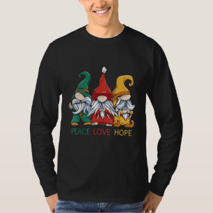 Small gnomes in green red and yellow peas love and T-Shirt