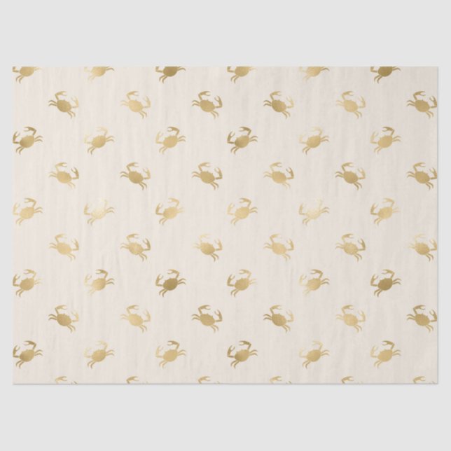 Small Gold Crabs on Off-White Decoupage Tissue Paper (Front)