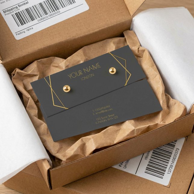 Small gold geometric earring display card (Small gold geometric earring display card.)