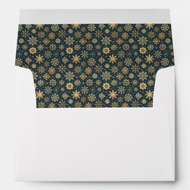 Small Gold Snowflakes on Blue Insert Envelope (Back (Bottom))