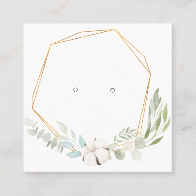 Small "Golden" with Greenery Earring Display Card (Front)