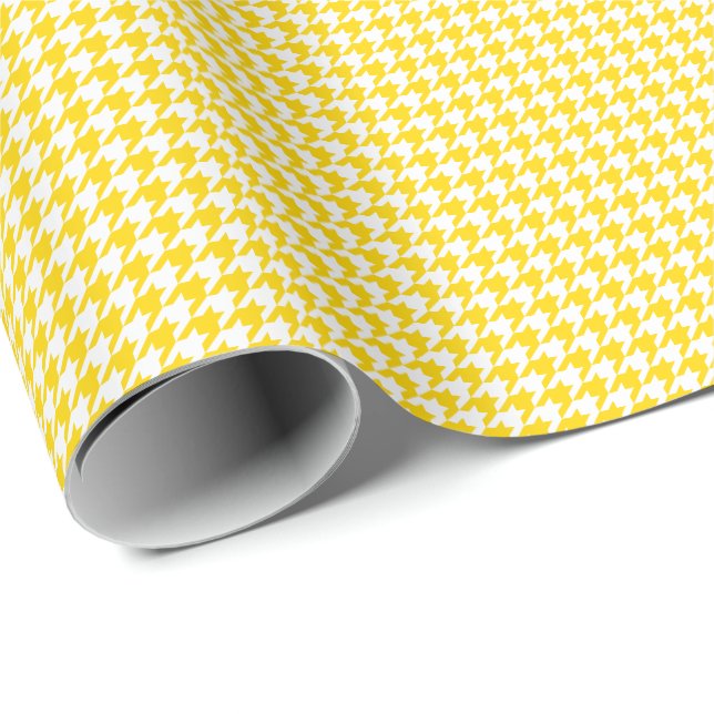Small Golden Yellow and White Houndstooth Wrapping Paper (Roll Corner)