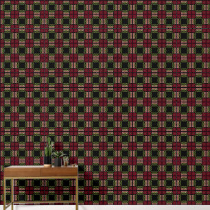 Small Goth Art Nouveau Rose and Dahlia Reds Wallpaper
