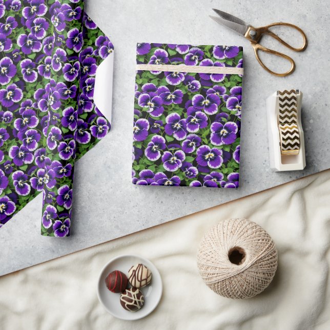 Small Graphic Purple Pansies Wrapping Paper (Crafts)