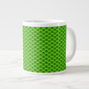 Small Green Fish Scale Pattern Large Coffee Mug