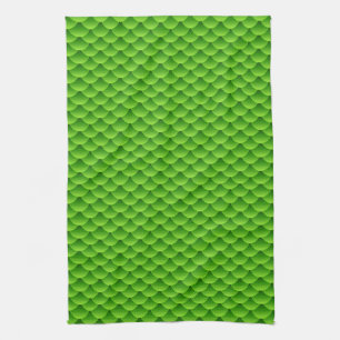 Small Green Fish Scale Pattern Tea Towel