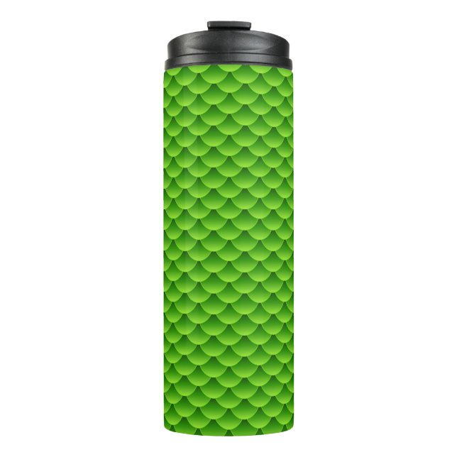 Small Green Fish Scale Pattern Thermal Tumbler (Front)