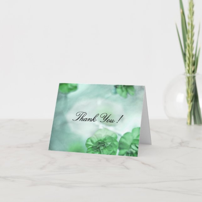 Small Green Flowers Thank You Card (Front)