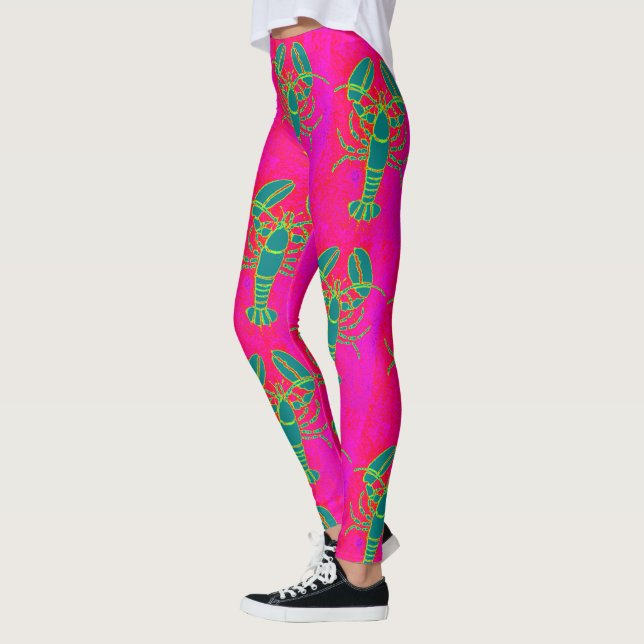 small green lobsters Thunder_Cove pink Leggings (Left)