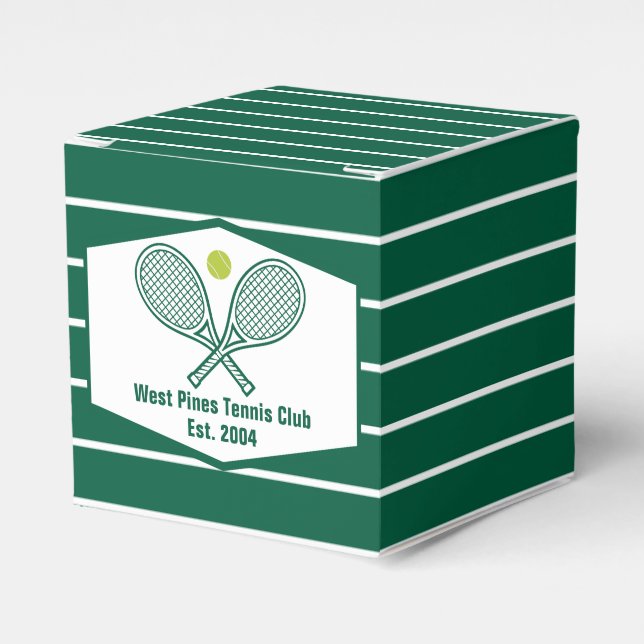 Small Green Striped Tennis Custom Country Club Favour Box (Front Side)