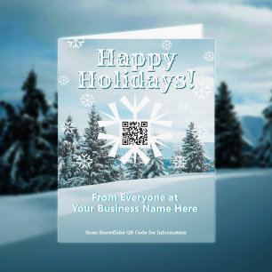 Small Happy Holidays Xmas Card Snowflake QR Code