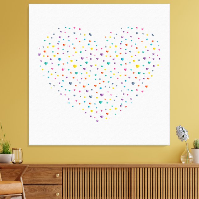 Small Hearts Big Heart - Watercolor Canvas Print (Insitu(LivingRoom))