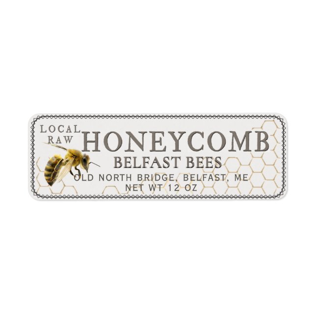 Small Honeycomb with Realistic Bee Label (Front)