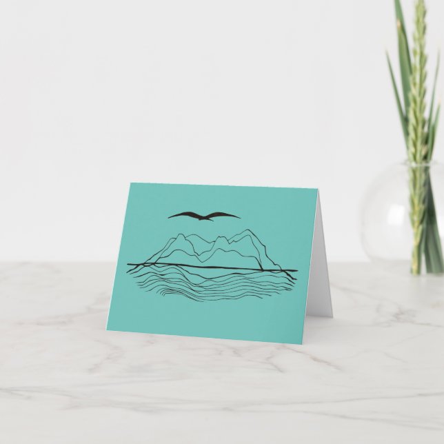 Small Horizon Drawing & Poem Folded Greeting Card  (Front)