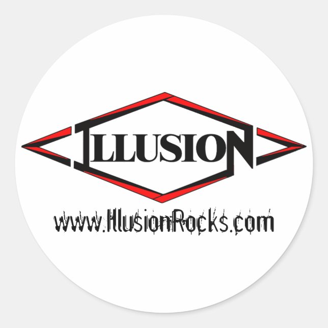Small Illusion Sticker, logo & wesite Classic Round Sticker (Front)
