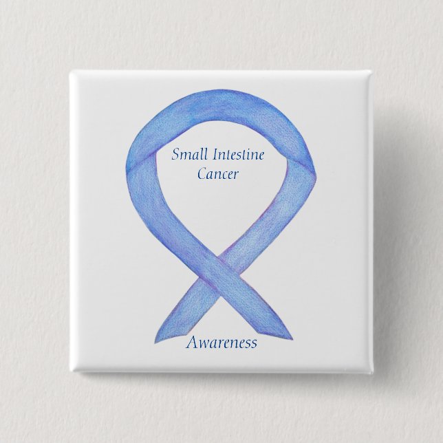 Small Intestine Cancer Awareness Ribbon Custom Pin (Front)
