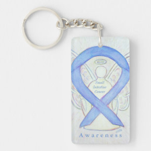 Small Intestine Cancer Awareness Ribbon Keychain