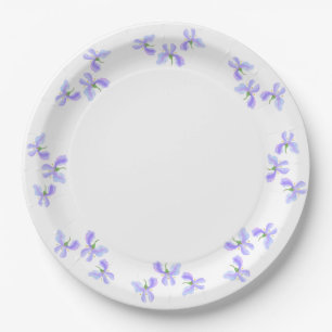 Small Iris Flowers Paper Plate