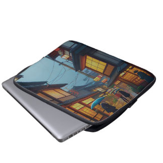 Small Japanese Rainy Road Laptop Sleeve