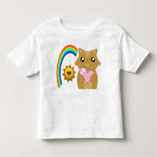 small kitten with heart and rainbow toddler T-Shirt