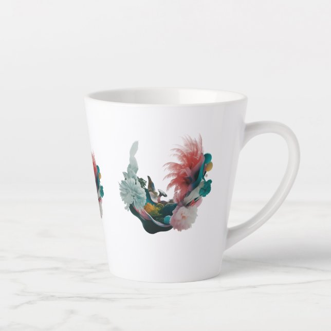 Small Latte Mug 12 oz – Modern Abstract Nature Art (Right)