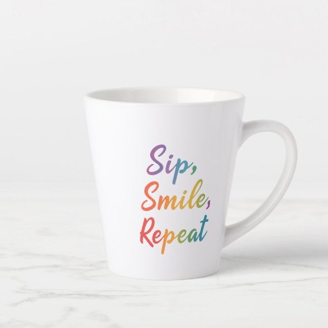 Small Latte Mug - 12 oz | Sip, Smile, Repeat (Right)