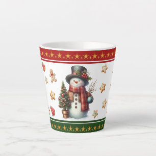 Small Latte Mug with Snowman and Christmas Cookies