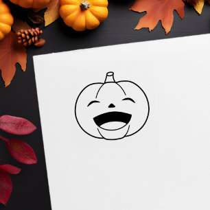 Small Laughing Halloween Pumpkin 1x1 Rubber Stamp