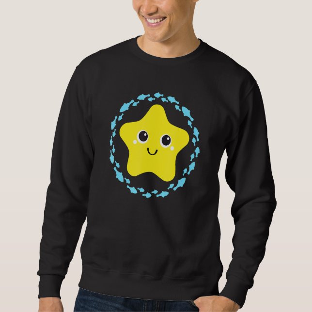 Small laughing lovely starfish in fish circle 1 sweatshirt (Front)