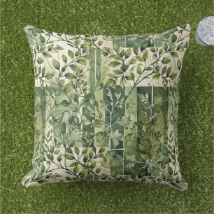 Small Leafy Twigs Colour Block Cushion