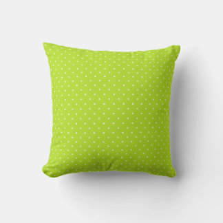 Small Lime Green and White Polka Dots Throw Pillow