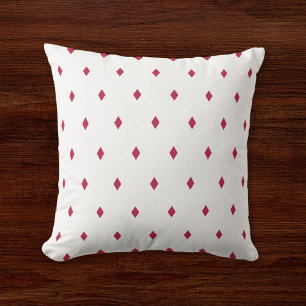 Small Magenta Diamond Geometric Pattern White Cushion
