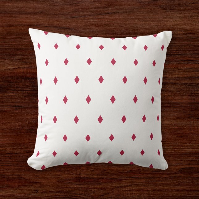 Small Magenta Diamond Geometric Pattern White Cushion (Creator Uploaded)