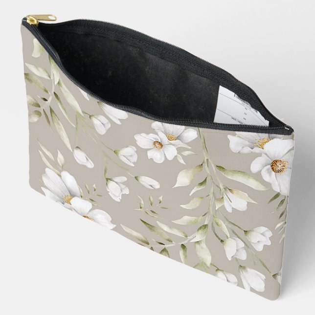 Small Magnolia Print Cosmetic Bag (Open)