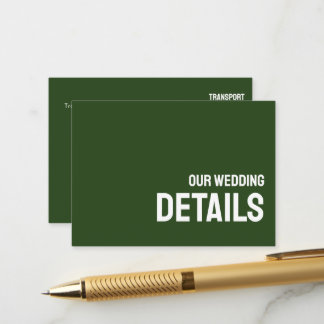 Small Minimalist Bold Wedding Details Enclosure Card