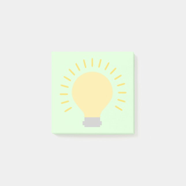 Small Mint Green Light Bulb Art 3x3 Sticky Mini Post-it Notes (Front)