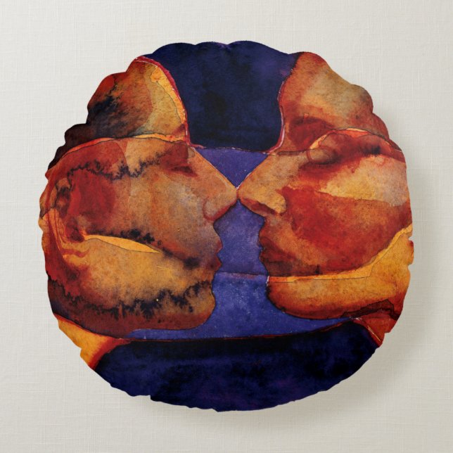 Small Mirror Twin with Figure Round Cushion (Front)