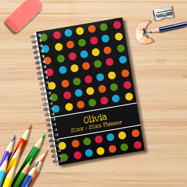 Small Modern Black Multicolor Polka Dot Planner (Creator Uploaded)