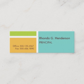 Small modern colour block turquoise professional mini business card
