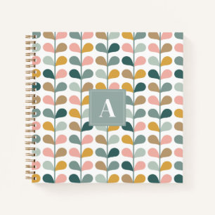 Small Monogram Initial Floral Petals Pattern Notebook