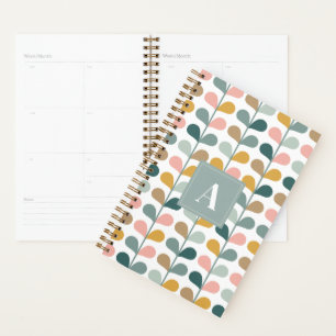 Small Monogram Initial Floral Petals Pattern Planner