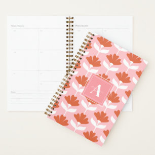 Small Monogram Initial Pink & Red Floral Vintage Planner