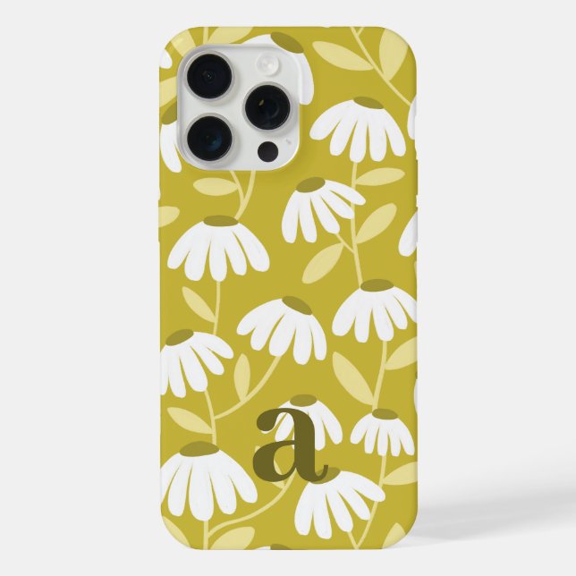 Small Monogram Letter Dark Gold Floral Pattern iPhone Case (Back)