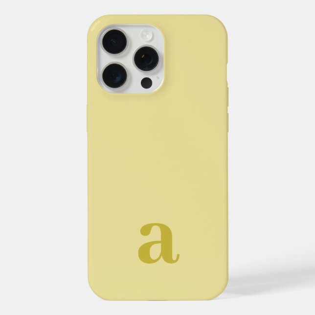 Small Monogram Letter Pale Yellow Minimalist iPhone Case (Back)