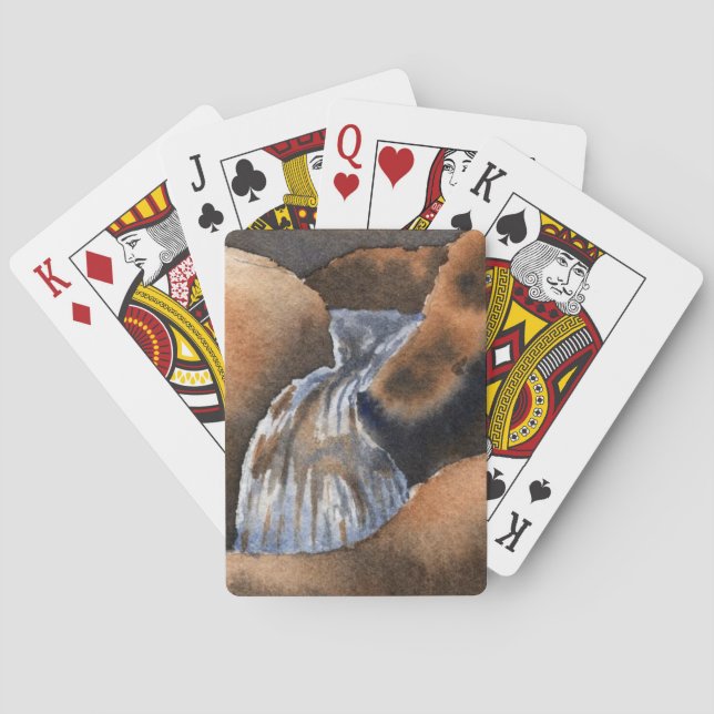 Small mountain stream waterfall landscape playing cards (Back)
