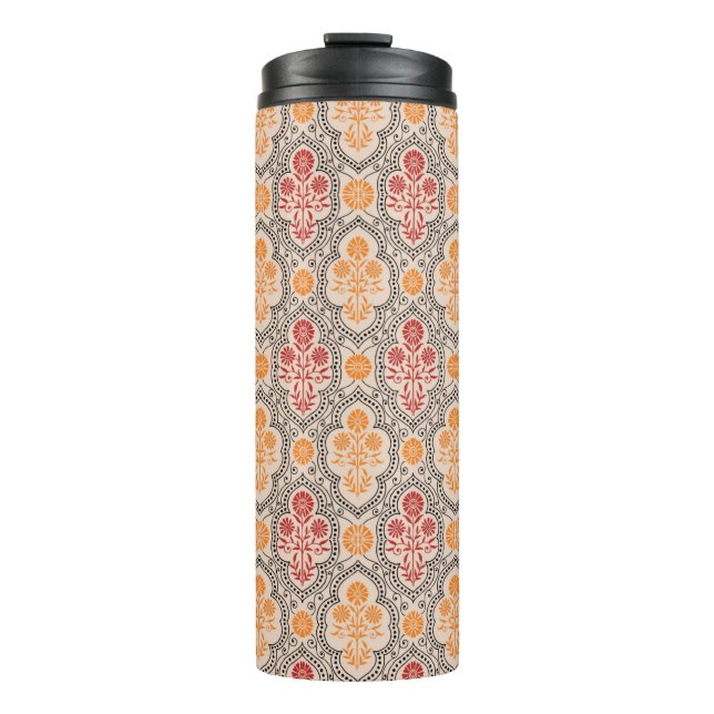 SMALL MUGHAL FLOWER PATTERN DESIGN BACKGROUND ARTp Thermal Tumbler (Front)