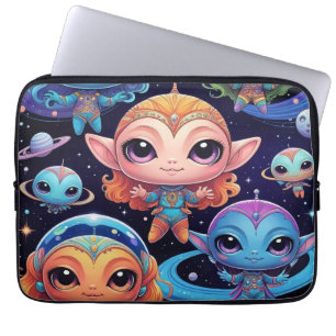Small Multi-Coloured Aliens in Space Laptop Sleeve