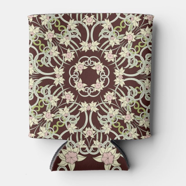 Small narcissus, art nouveau square. can cooler (Front)