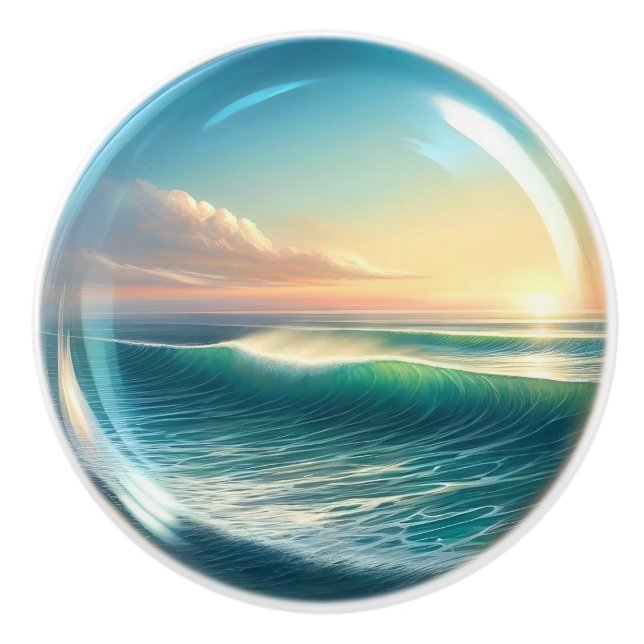 Small Nautical - Ocean Ceramic Drawer Knobs (Front)