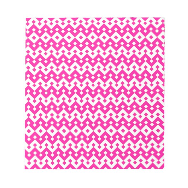 Small Notepad or Jotter, Candy Pink Geometric (Front)